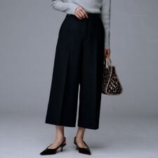 【後ろウエストゴム】ミルドスムースクロップドワイドパンツ