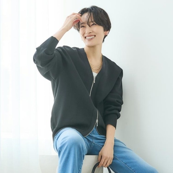 軽羽織りセットアップ可】ジップアップニットカーディガン | アン