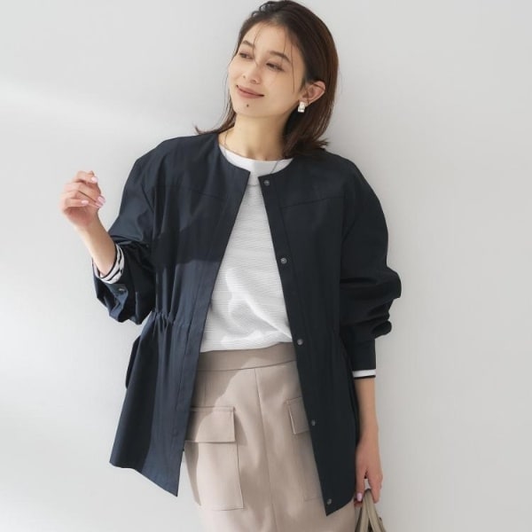 【美品】UNTITLED 洗える ドライエアクロス ノーカラーコート イエロー UNTITLED（アンタイトル）の「◇ドライエアクロス ノーカラーコート