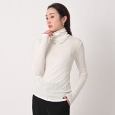 【洗えるレイヤードインナー】ナチュラルテレコハイネックプルオーバー