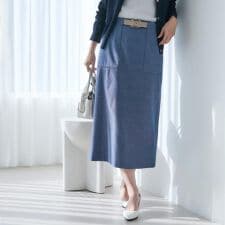 【洗える後ろウエストゴム】オックスアイラインスカート
