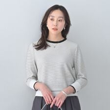 配色ハイゲージニットトップス