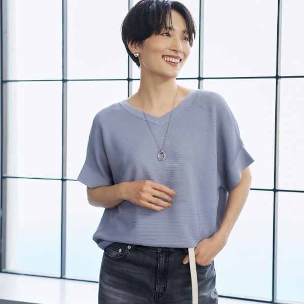 11色展開体型カバー】前後2WAYフレンチスリーブニット | アンタイトル