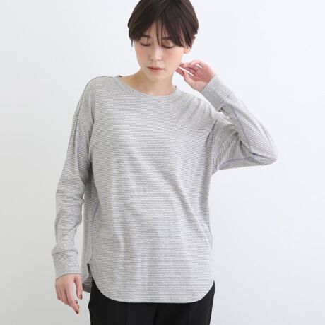 LIFE】ラウンドネック ボーダーロングTシャツ | インディヴィ(INDIVI 