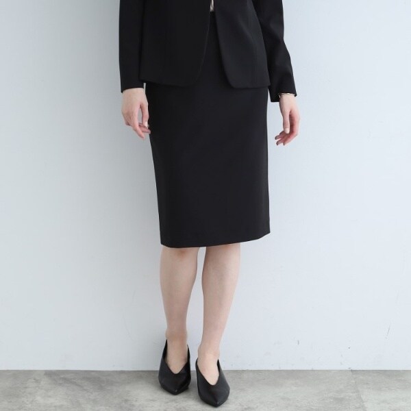 美品 NdiviaRTX2070 インディヴィ】ミディ ナロー スカート パイピング ストレッチ バック