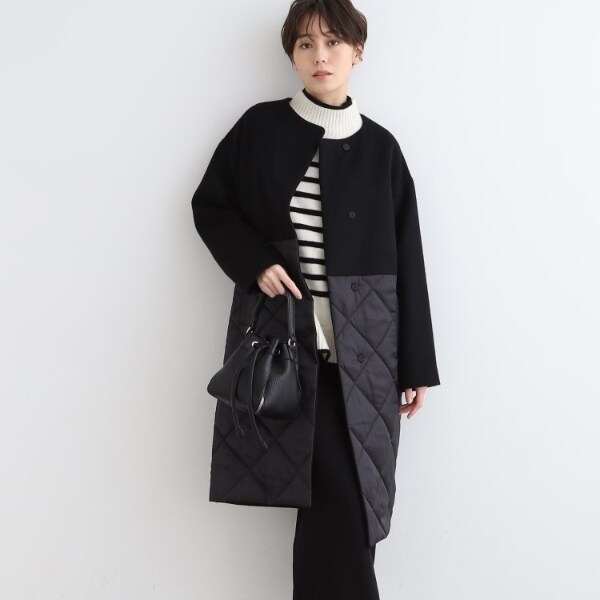 INDIVI キルト&ウール切り替えデザインコート INDIVI（インディヴィ）の「◇【トレンド／ロング丈】キルト＆ウール