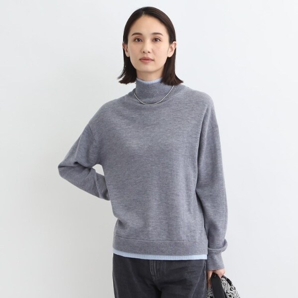 VNECK バイカラー デザイン ウール ニット セーター イタリア製 M 140-150]襟付きバイカラーニット(ニット・セーター) | a.v.v KIDS(アー