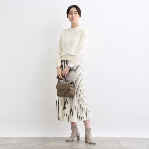 洗える/ウエストゴム】フィット&フレア ニットワンピース 洗える/ウエストゴム】フィット&フレア ニットワンピース