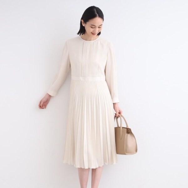 セレモニー／スタイルUP】アコーディオンプリーツワンピース