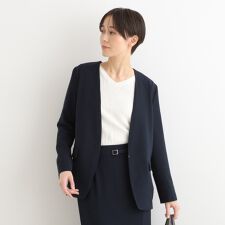 【春の新作！／こなれSETUP／洗える／UVケア】ノーカラージャケット