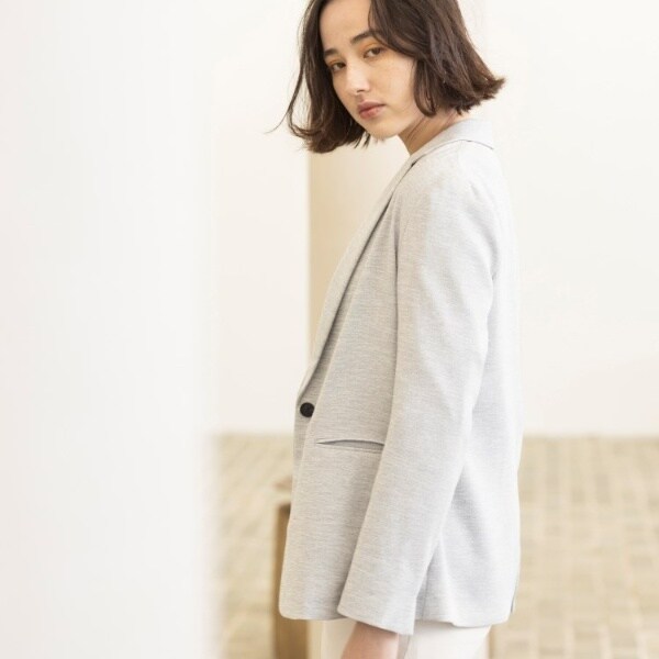 【美品】INDIVI 洗える 接触冷感 UVケア 麻調テーラードカラージャケット セール】【洗える／UVケア／接触冷感／SETUP可能】麻調