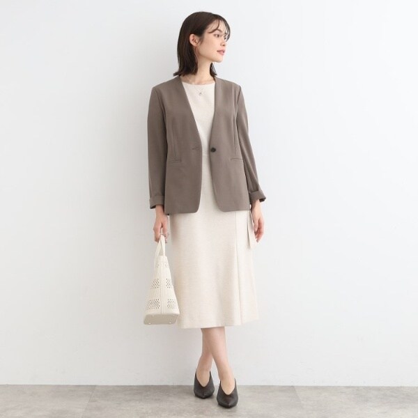 洗える／UVケア／SETUP可能】麻調スタイルアップワンピース