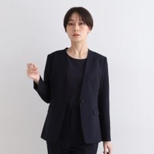 インディヴィ(INDIVI)の【定番スーツ／ウール混】無地ノーカラージャケット