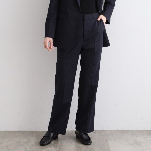 【INDIVI】インディヴィ■センタープレスパンツスーツ■ピンストライプ■上下セット■40
