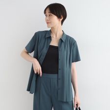 【洗える／UVケア／接触冷感／SETUP可能】麻混切り替えデザインブラウス
