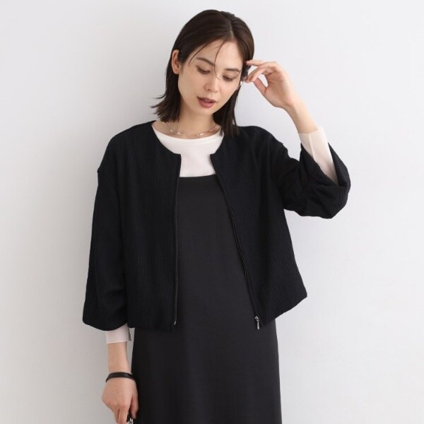 ⭐︎新品⭐︎インディヴィ⭐︎12(LL)サイズ⭐︎バルーンスリーブブルゾン⭐︎ブラック⭐︎ 洗えるUVケアSETUP可能】バルーンスリーブブルゾン