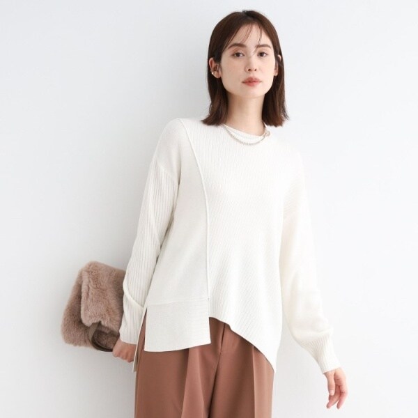 【洗える／ウール混／無縫製】美シルエットニット 洗える／ウール混／無縫製】美シルエットニット（ニット