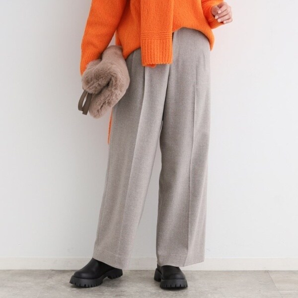 インディヴィ（INDIVI）/【ウール混】ネップヘリンボーン ワイドパンツ ウール混】ネップヘリンボーン ワイドパンツ | インディヴィ(INDIVI