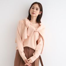 【洗える／日本製／ウール混】Vネックラメニット