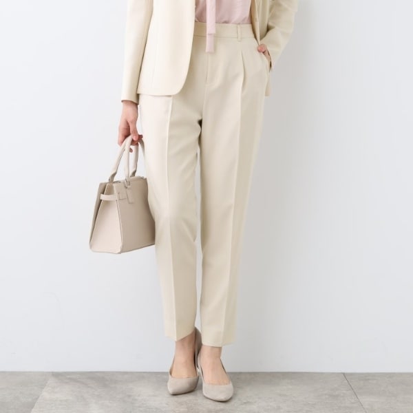 洗える／UVケア／スーツ】ストレッチタックテーパードパンツ
