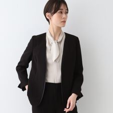 春SALE！【日本製／トリアセテート混】スタイルアップ ノーカラージャケット