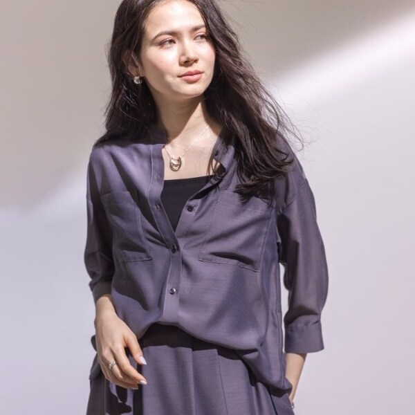 美品◯アンタイトル【さらっと羽織れる／接触冷感／洗える】リネン混ベーシックシャツ さらっと羽織れる／接触冷感／洗える】リネン混ベーシックシャツ