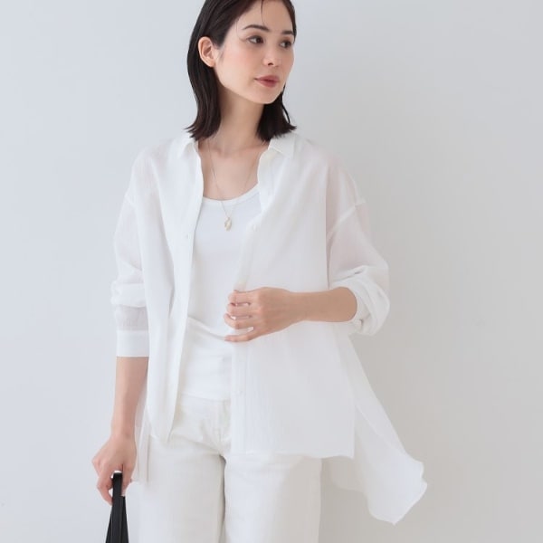 INDIVI / インディヴィ 春SALE！【洗える／凹凸素材】ハンカチーフヘム エアリーブラウス 春SALE！【洗える／凹凸素材】ハンカチーフヘム エアリー
