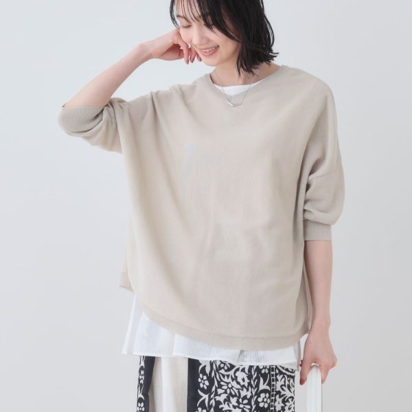春SALE！【洗える／和紙混素材／SETUP可能】バルーンスリーブニット INDIVI｜春SALE!【洗える/和紙混素材/SETUP可能】バルーン