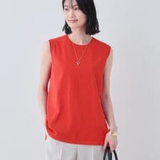 【洗える】切り替えノースリーブニット