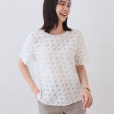 【日本製／コットン混】ジャカードブラウス
