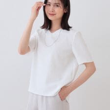 【日本製／インポート素材】フクレジャカードブラウス