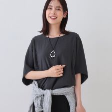 インディヴィ(INDIVI)の【洗える／5分袖／UVケア／SETUP可能】モモンガスリーブブラウス