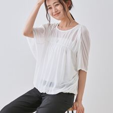 【洗える／体型カバー】シャーリングシアートップス