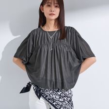 【洗える／体型カバー】シャーリングシアートップス