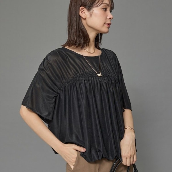 洗える／体型カバー】シャーリングシアートップス | インディヴィ