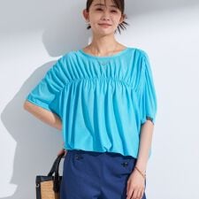 【洗える／体型カバー】シャーリングシアートップス