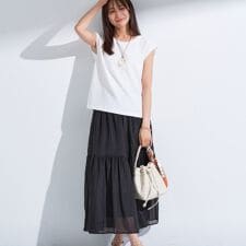 【2点セット／着回し◎】ノースリーブ＆ティアードスカート カセット服