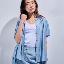 【日本製／SETUP可能】ソフトダンガリーブラウス