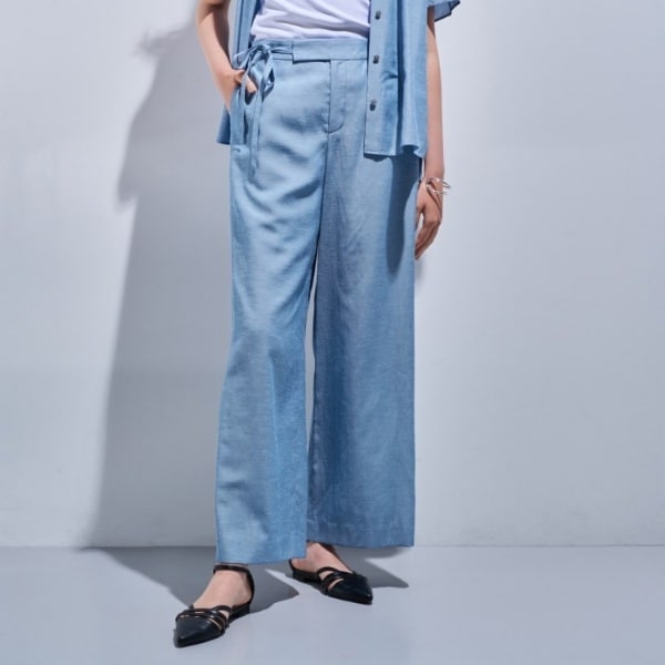 インディヴィ（INDIVI）/【日本製／SETUP可能】ソフトダンガリーワイドパンツ 日本製／SETUP可能】ソフトダンガリーワイドパンツ | インディヴィ