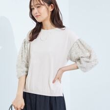 【洗える】フリンジジャカードニット