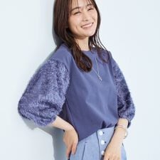 【洗える】フリンジジャカードニット