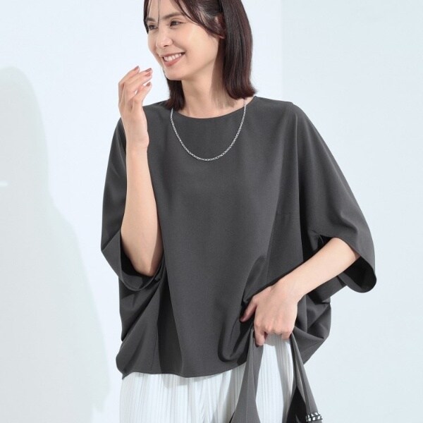 ブラウス シャツ 「接触冷感／UVケア／SETUP可能」エアリージョーゼット ドルマンブラウス レディース INDIVI ブラウス シャツ 「接触冷感／UVケア／SETUP可能