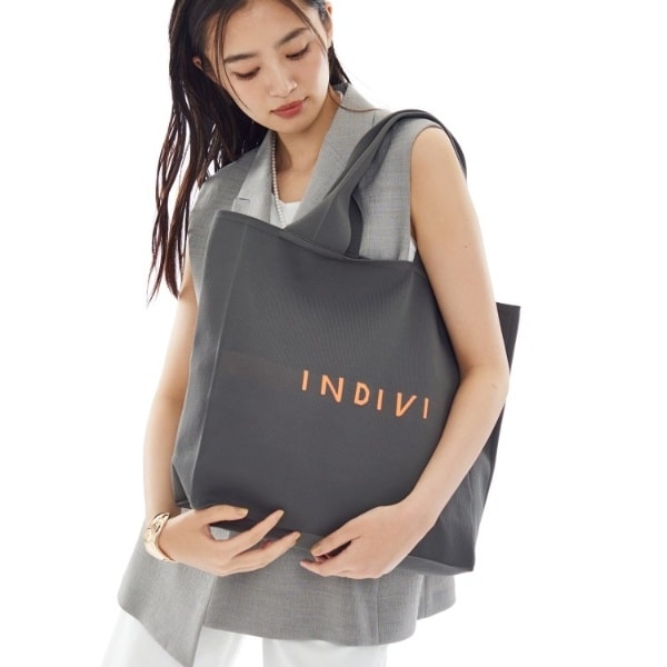 【美品】INDIVI バッグ　グレー インディヴィ INDIVI 縦型トートバッグ (グレー) -ファッション