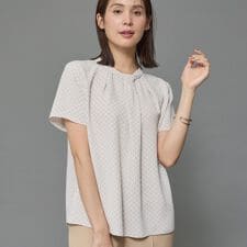 【UVケア】モノグラム ボウタイデザインブラウス