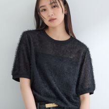 【接触冷感】ヘアリージャカードトップス