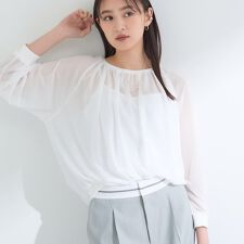 インディヴィ(INDIVI)の【体型カバー／マシンウォッシュ対応】シアージャージトップス