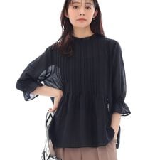 【洗えるコットン】ピンタックシアーブラウス
