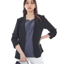 インディヴィ(INDIVI)の【洗える／UVケア】ノーカラー ナロージャケット