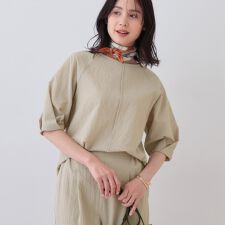 【SETUP可能／涼しい】タックスリーブブラウス