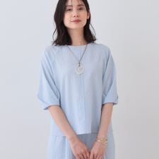 【SETUP可能／涼しい】タックスリーブブラウス